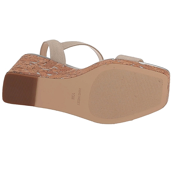 New w/o Box Nine West Courts Square Toe Cork Wedge Dress Sandals Size 8 - Picture 7 of 8